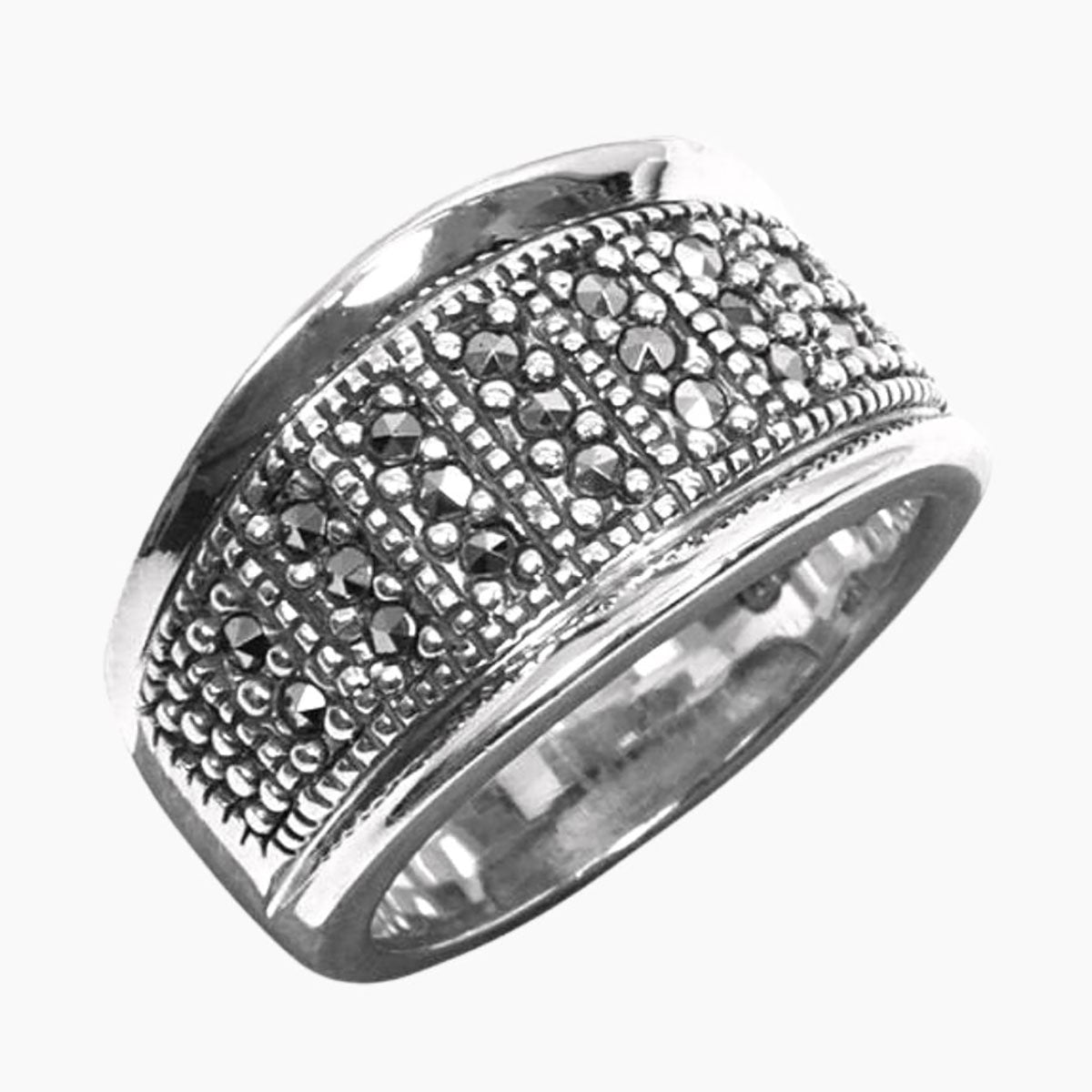Sterling Silver Marcasite Band Ring Size 8